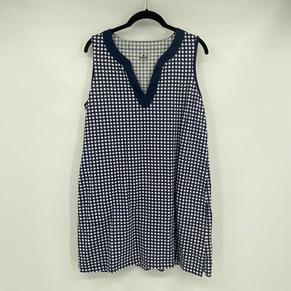 Draper James Lands End Navy Blue White Gingham Checkered Shift Dress Size Large - Picture 5 of 12